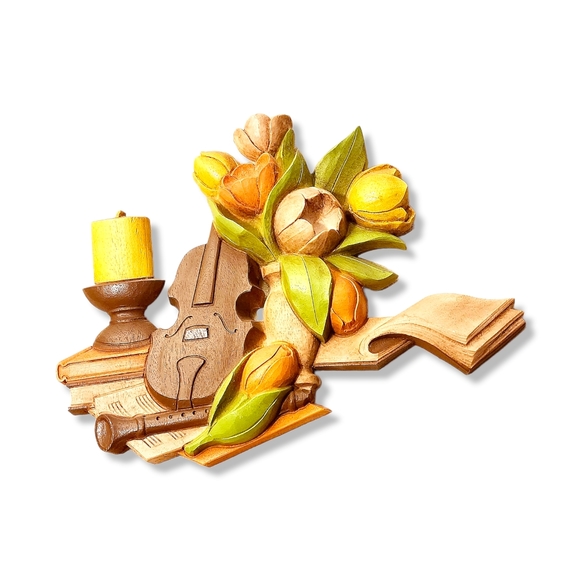 VTG Dart Industries 1975 1976 wine guitar Violin Tulips Books Floral Mus… - Picture 3 of 15